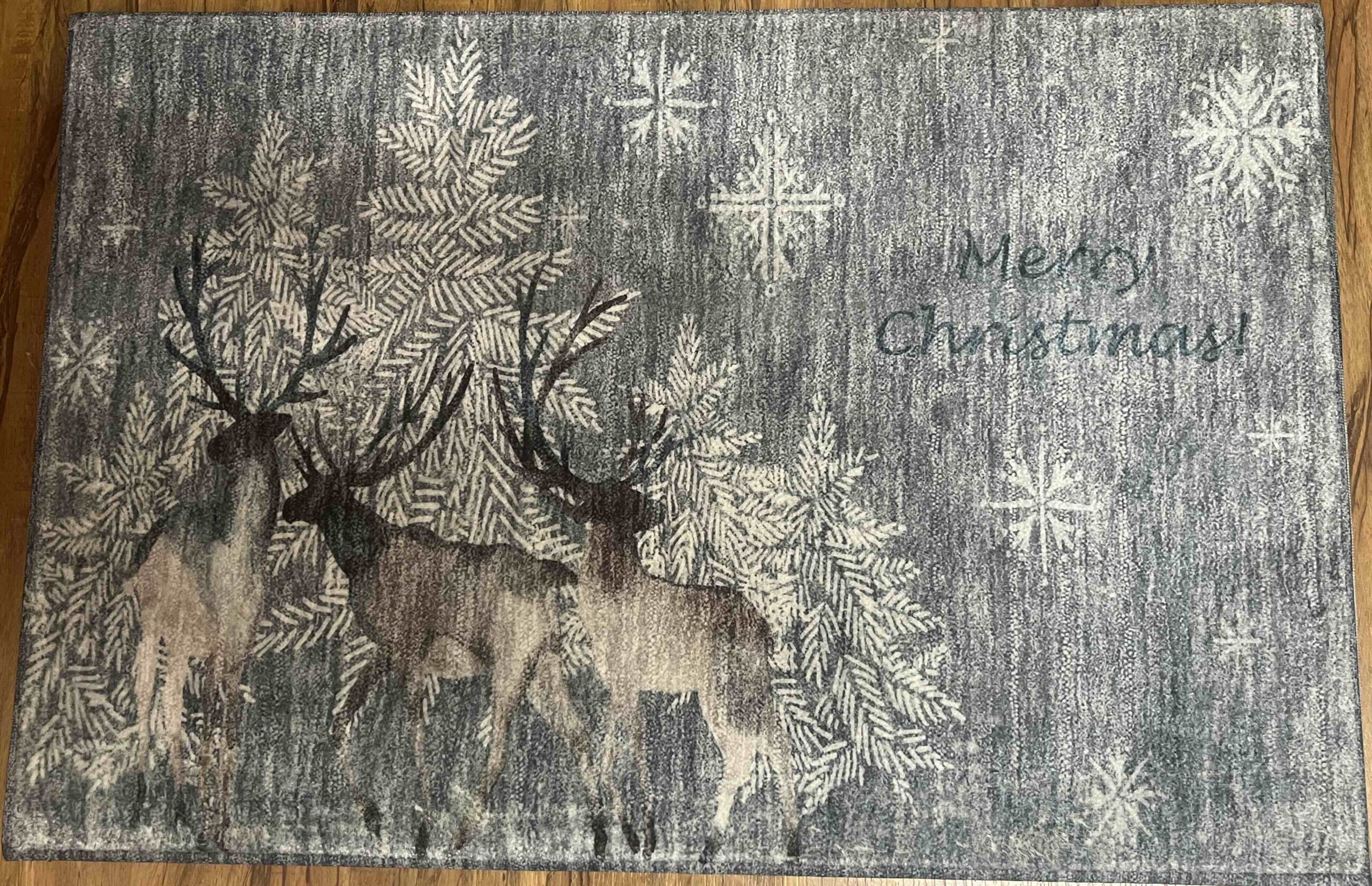 Merry & Bright Gray Rug Holiday