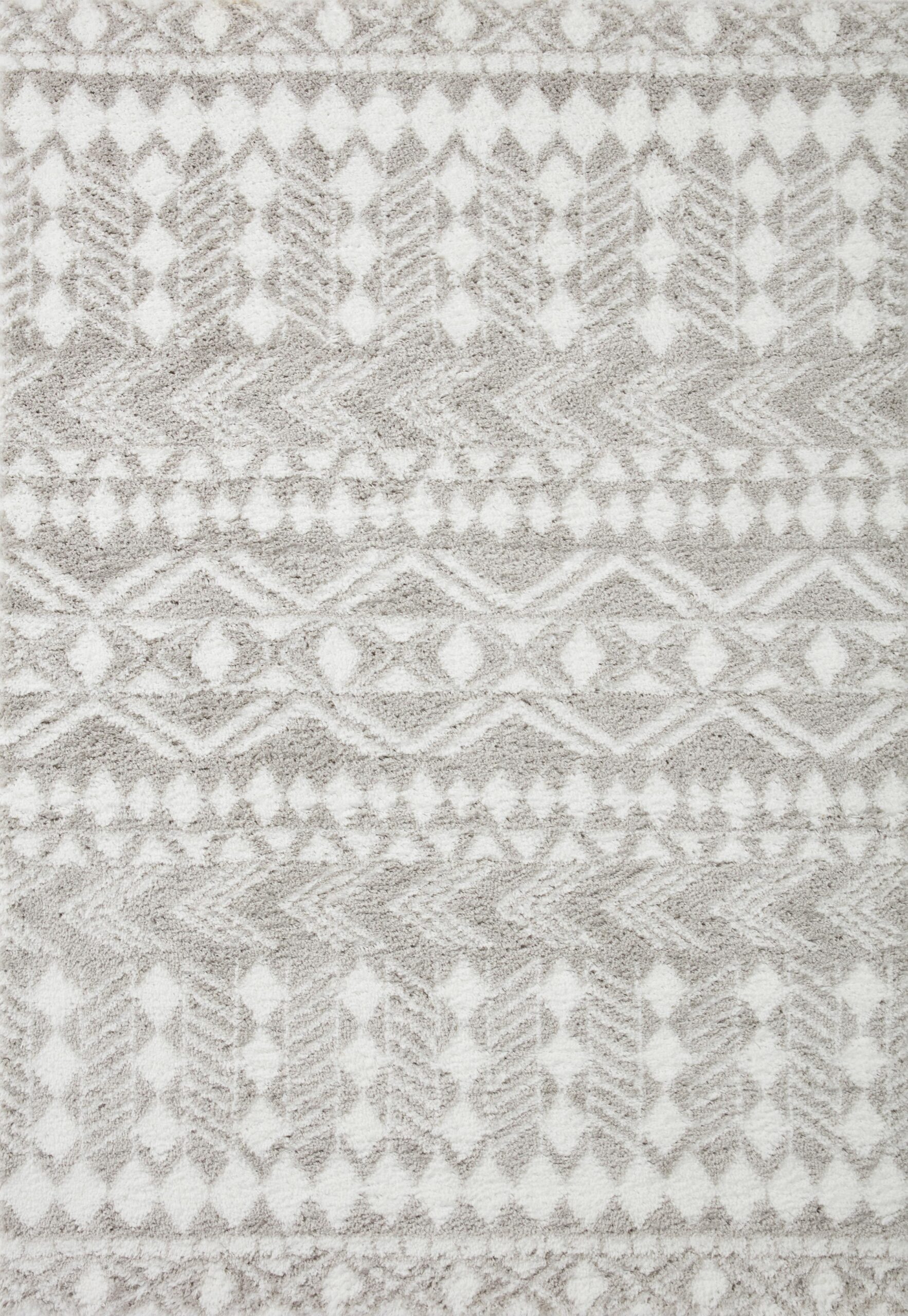 Loloi II Bliss Grey / White Polyester Shag Area Rug