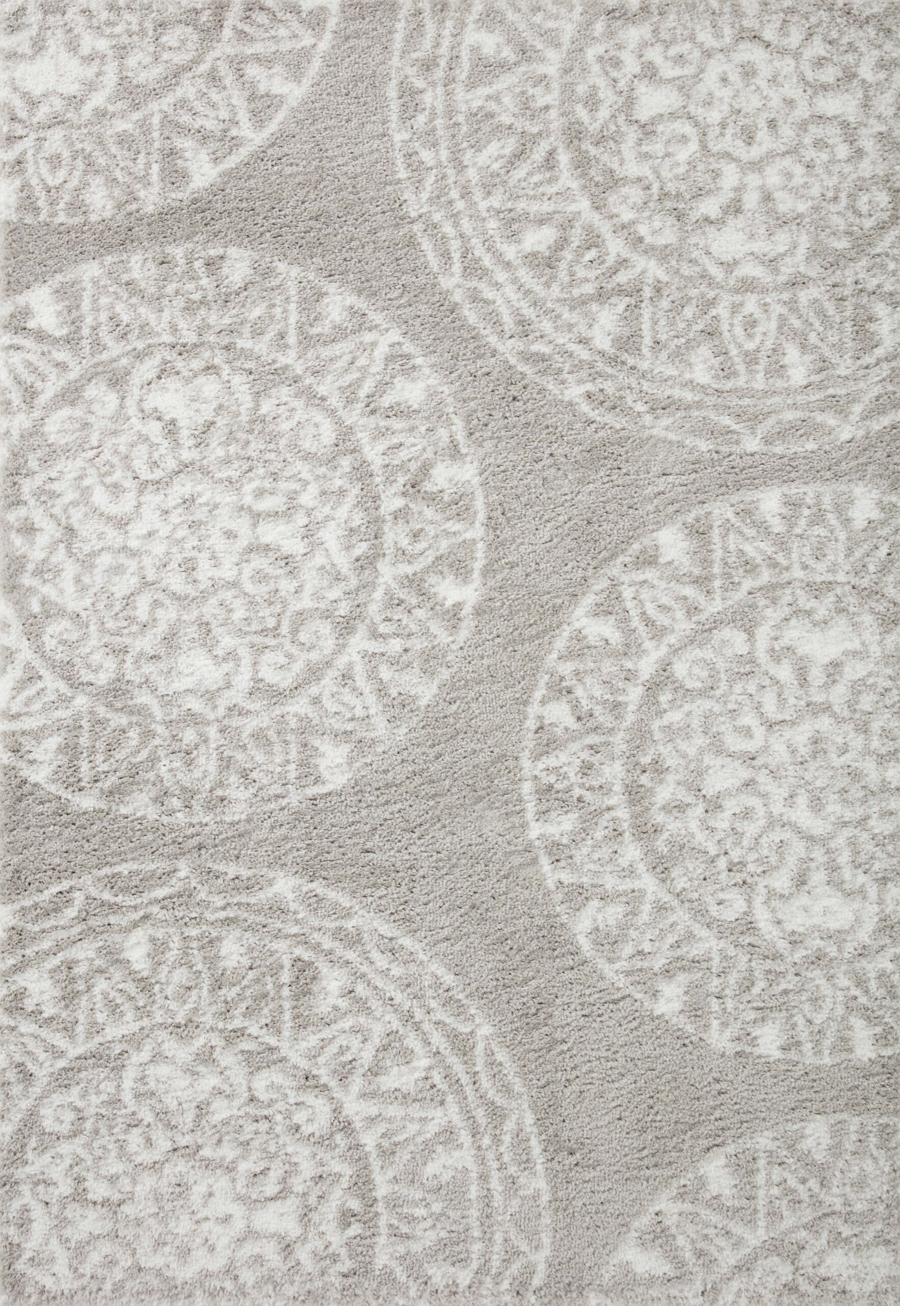 Loloi II Bliss Grey / White Abstract Polyester Shag Rug