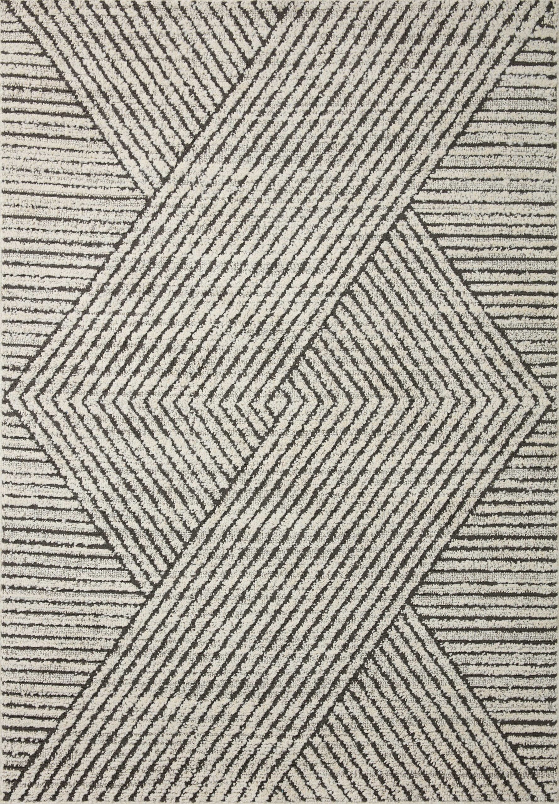 Loloi II Fabian Charcoal Charcoal / Ivory Abstract Polyester Area Rug