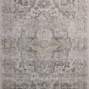 Amber Lewis x Loloi Silver / Natural Rug With Vintage Motifs