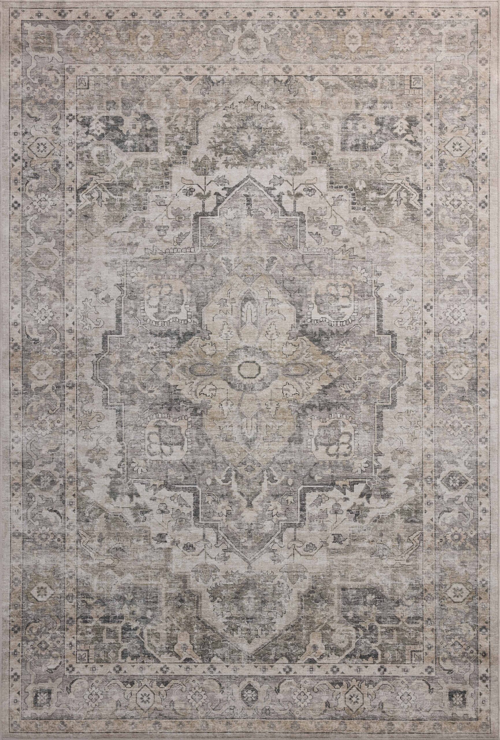 Amber Lewis x Loloi Silver / Natural Rug With Vintage Motifs
