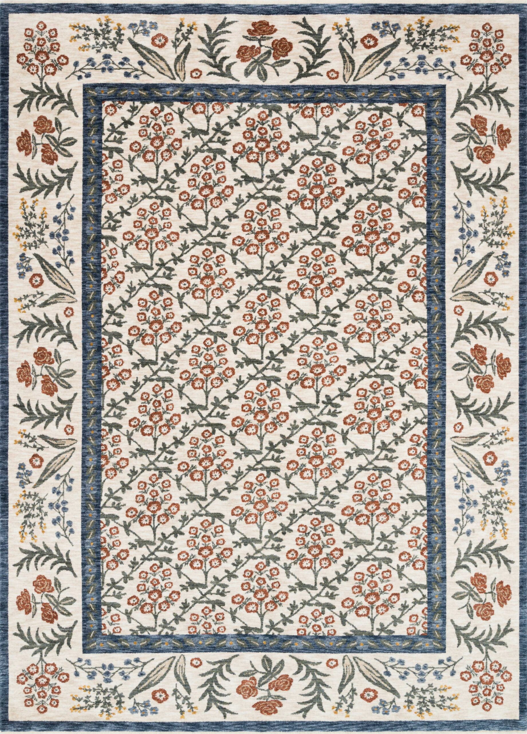 Rectangle Rifle Paper Co. x Contemporary Beige Rug