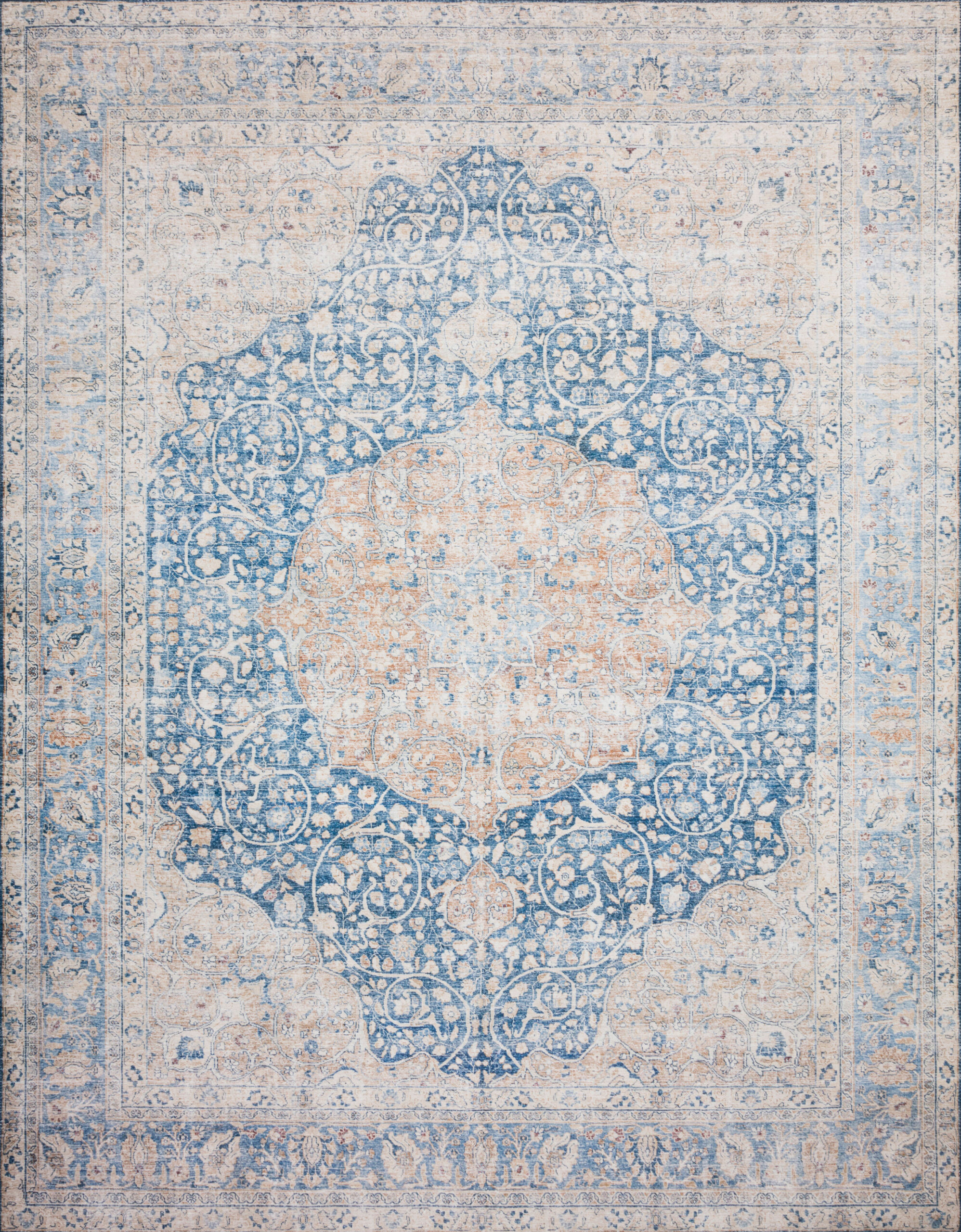 Loloi II Layla Blue Blue / Tangerine Rug