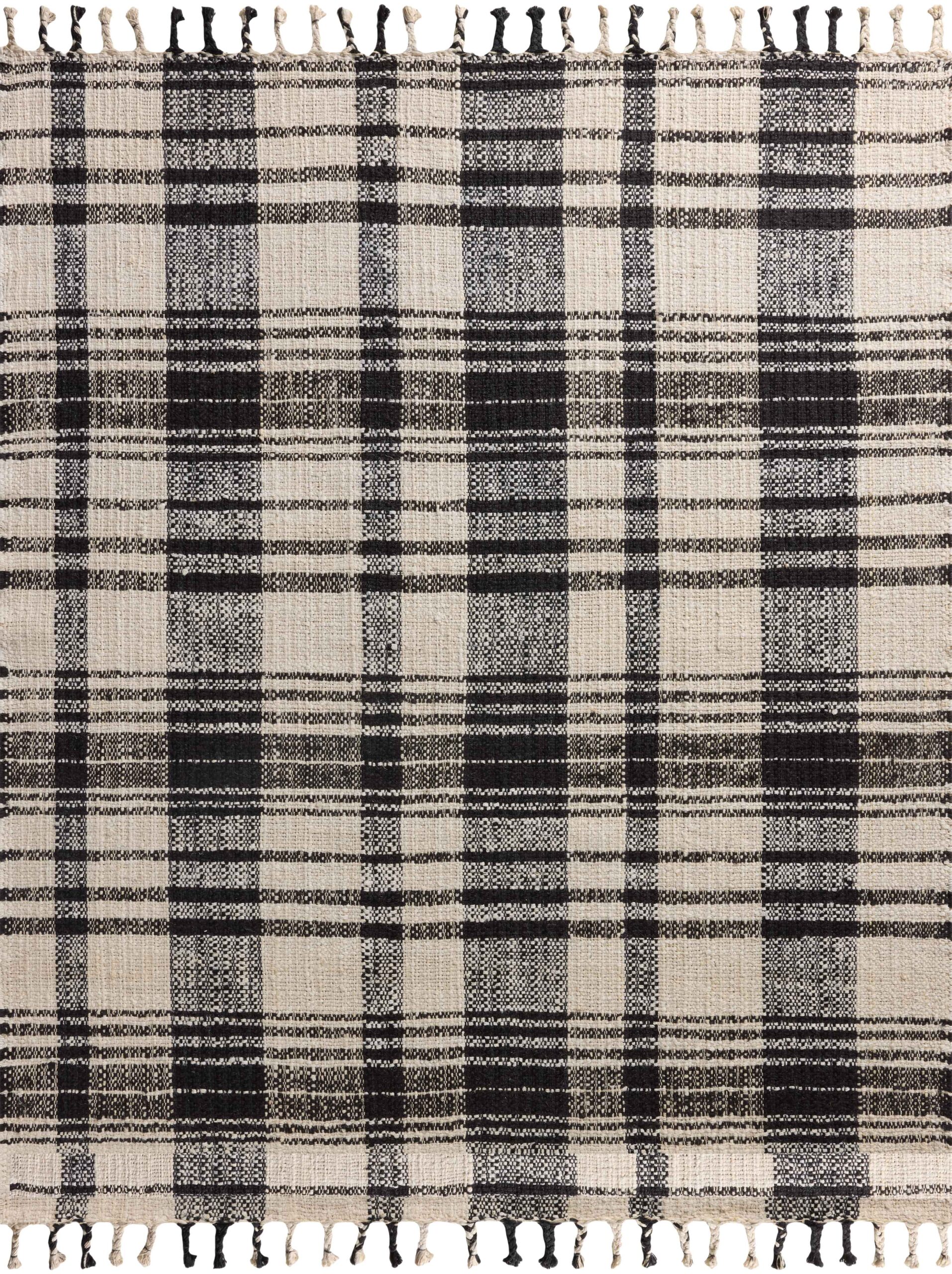 Magnolia Home by Joanna Ivory / Black Plaid Pattern Jute Rug
