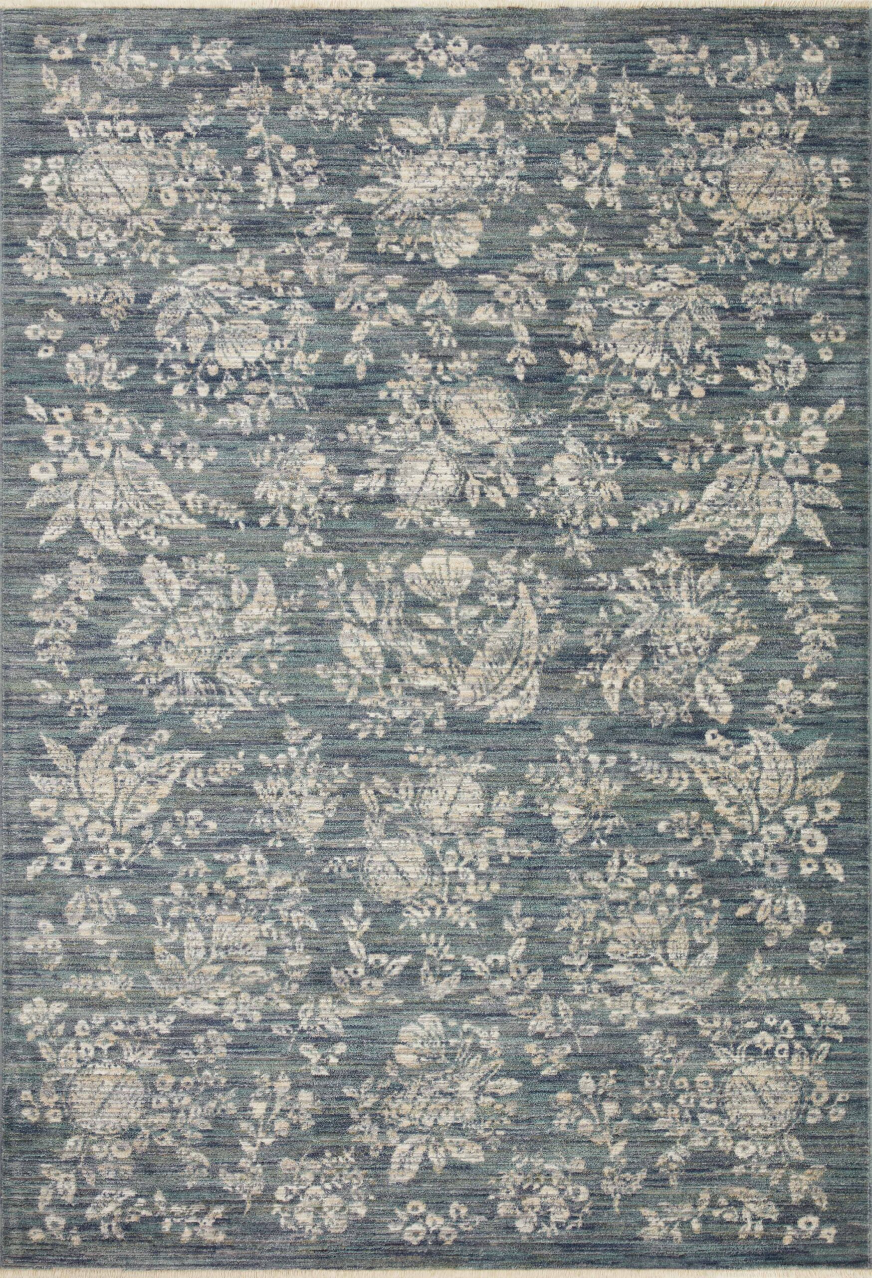Rifle Paper Co. x Floral Pattern Blue Area Rug