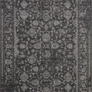 Loloi II Vance Charcoal Charcoal / Dove Black Area Rug with Floral Motif