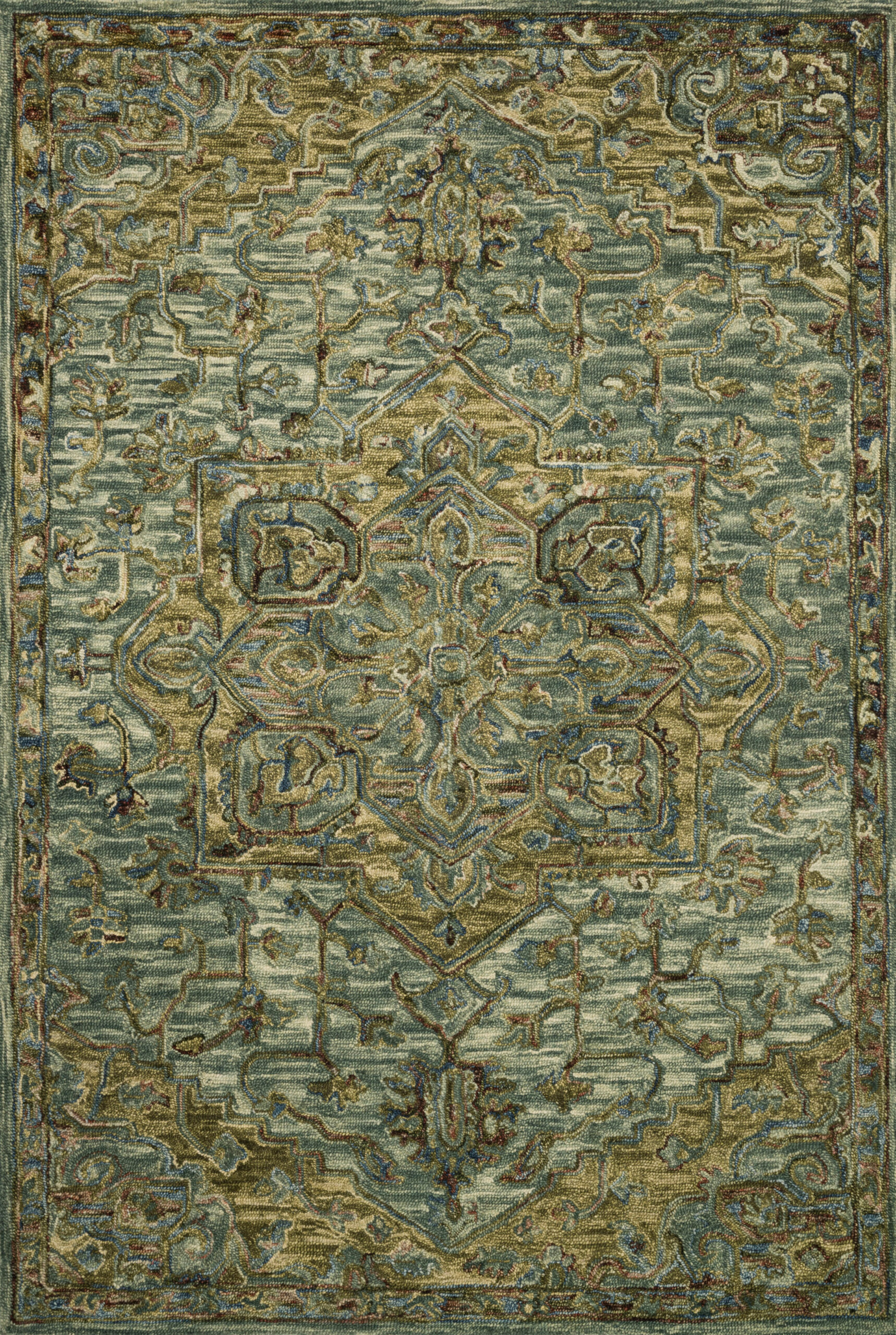 Loloi Victoria Dark Green Green / Tobacco Rug