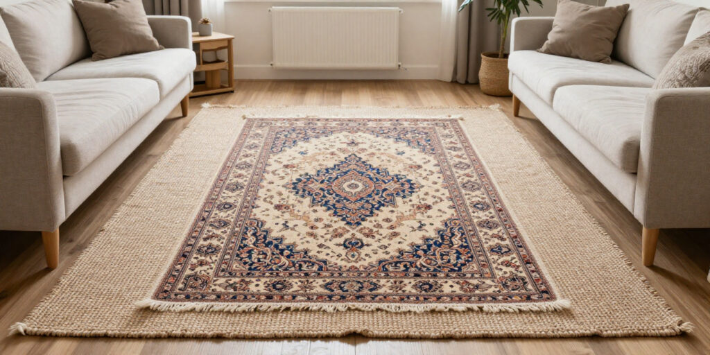 Layering of Jute Rug and Persian Rug