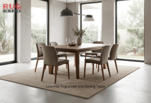 Low Pile Rug under the Dining Table