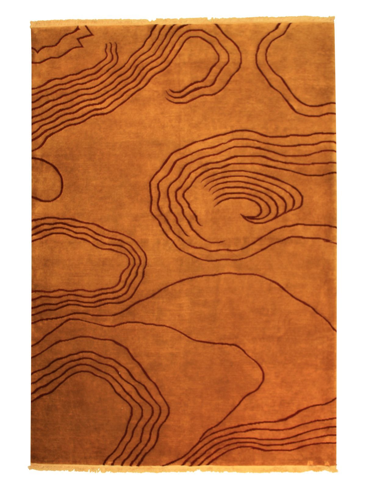 Contemporary  Rectangle WOOL / SILK Modern Hand Made Gold Rug