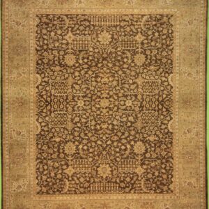 Traditional  Rectangle WOOL Tabriz Hand Made Brown Rug