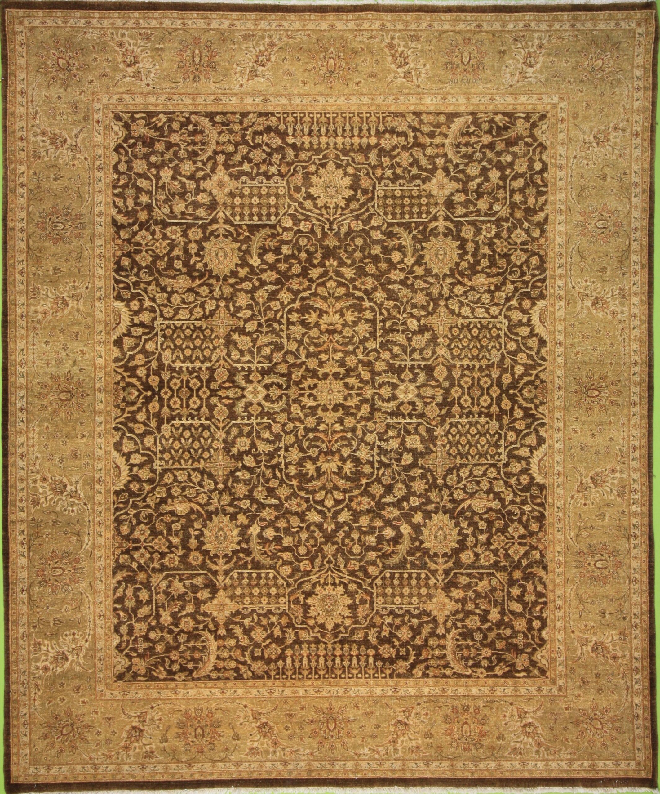 Traditional  Rectangle WOOL Tabriz Hand Made Brown Rug