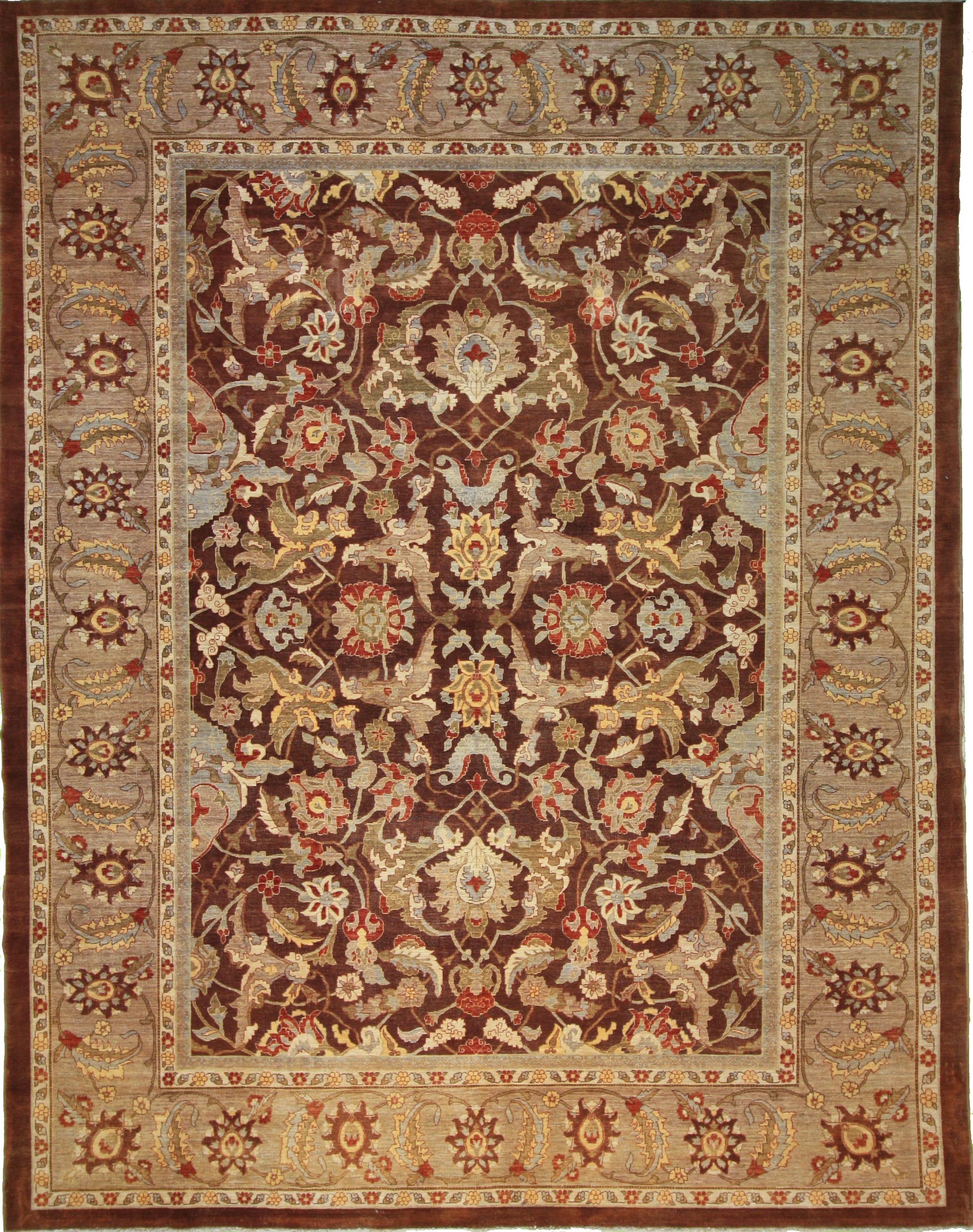 Traditional  Rectangle WOOL Bamyan Hand Made Brown Rug CRCB-121214