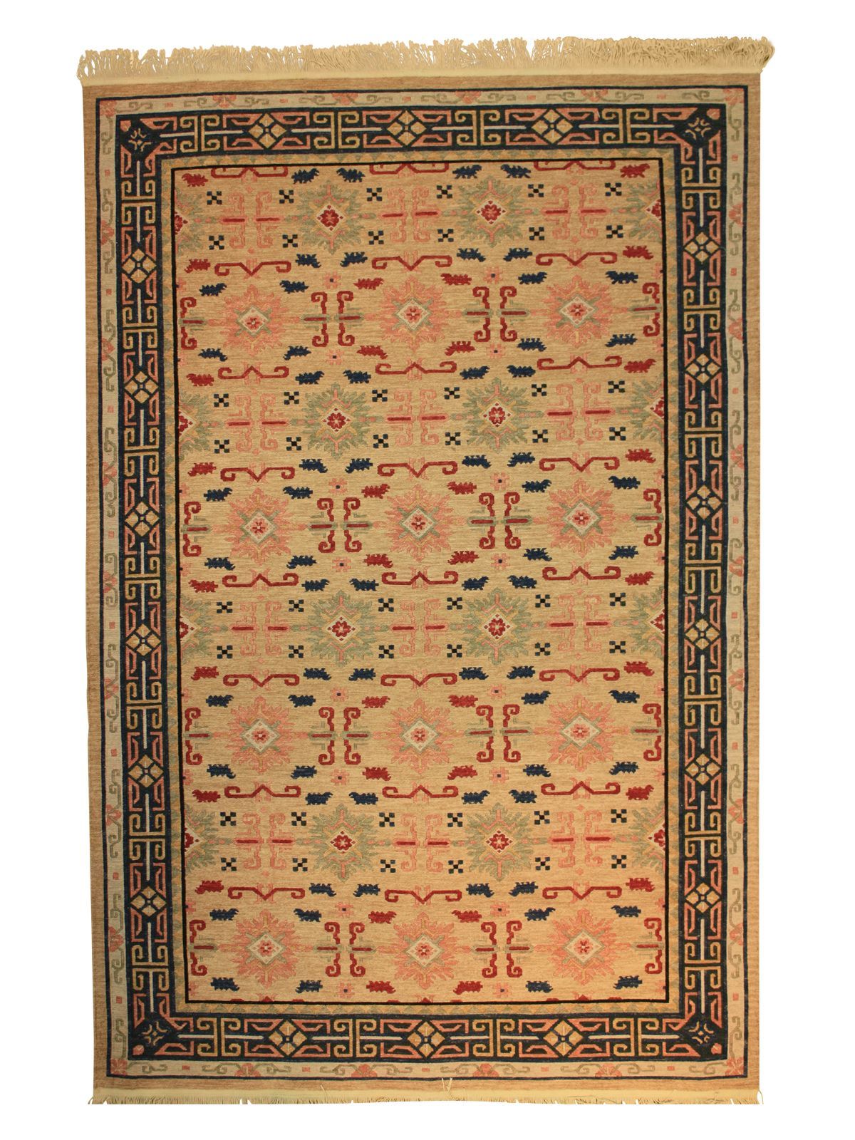 Traditional  Rectangle WOOL Indian Hand Made Gold Rug