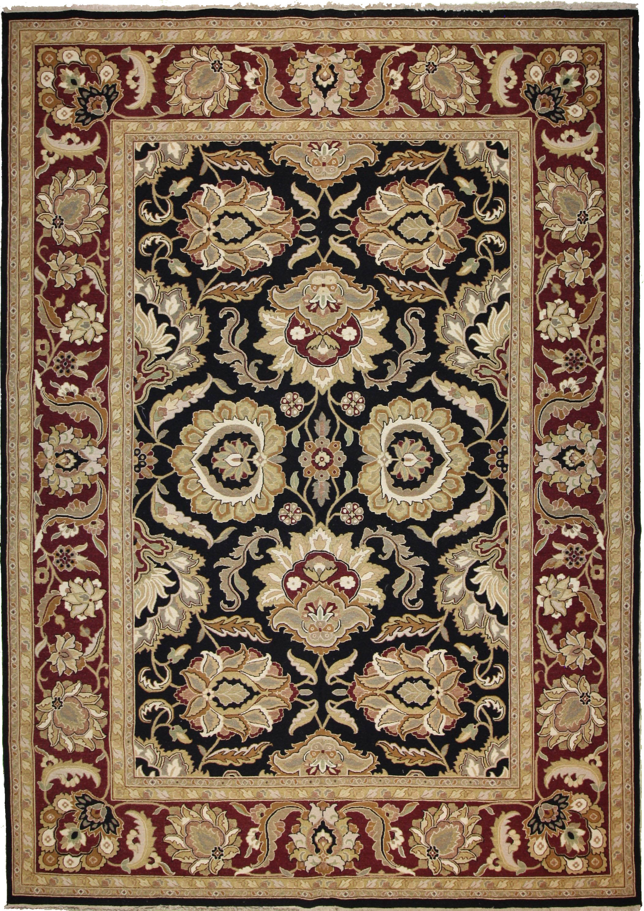 Traditional  Rectangle WOOL Indian Hand Made Black Rug