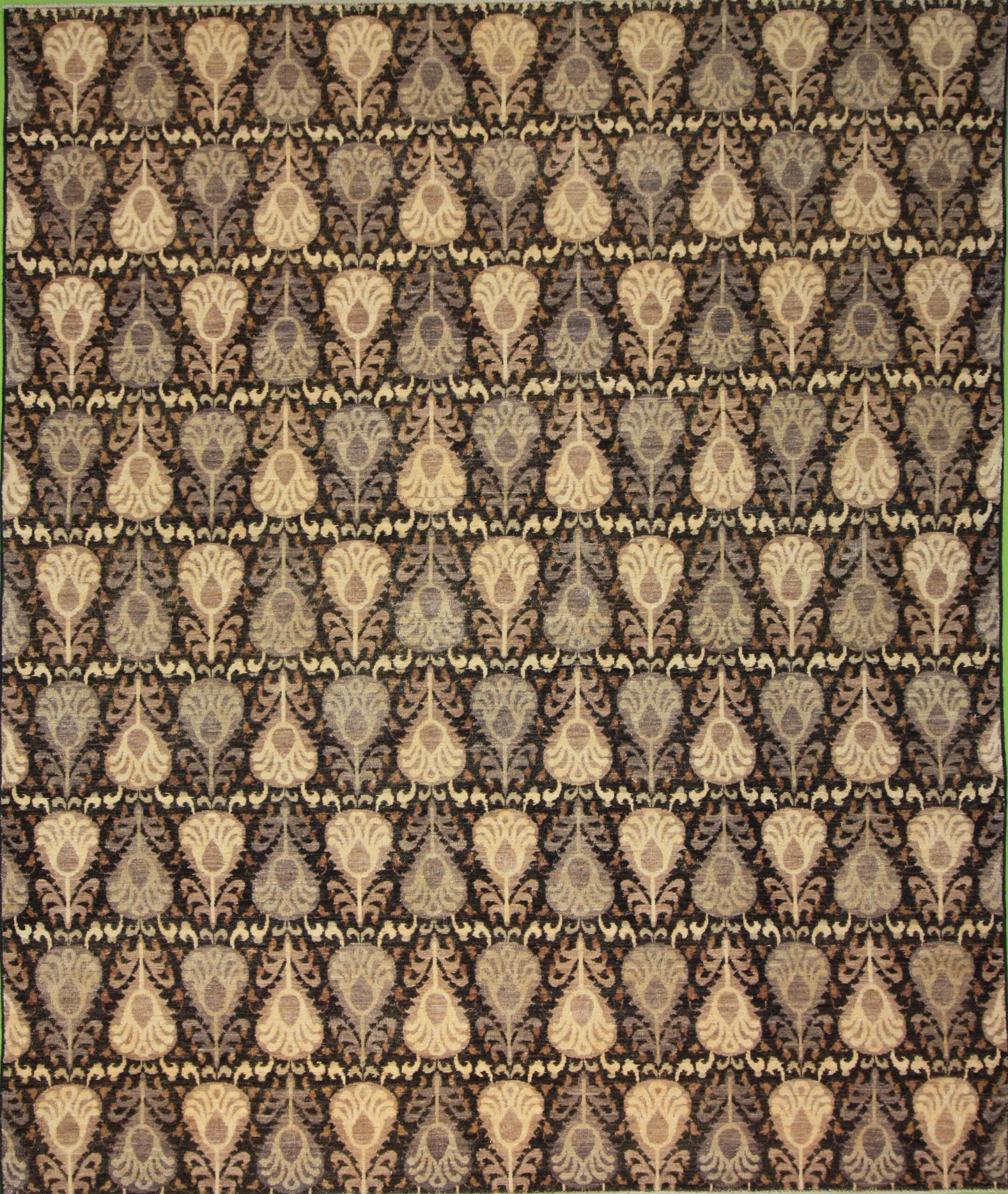 Traditional  Rectangle WOOL IKAT Hand Made Brown Dk Rug