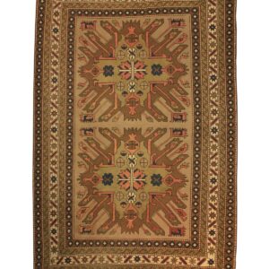 Traditional  Rectangle WOOL Indian Hand Made Brown Lt Rug