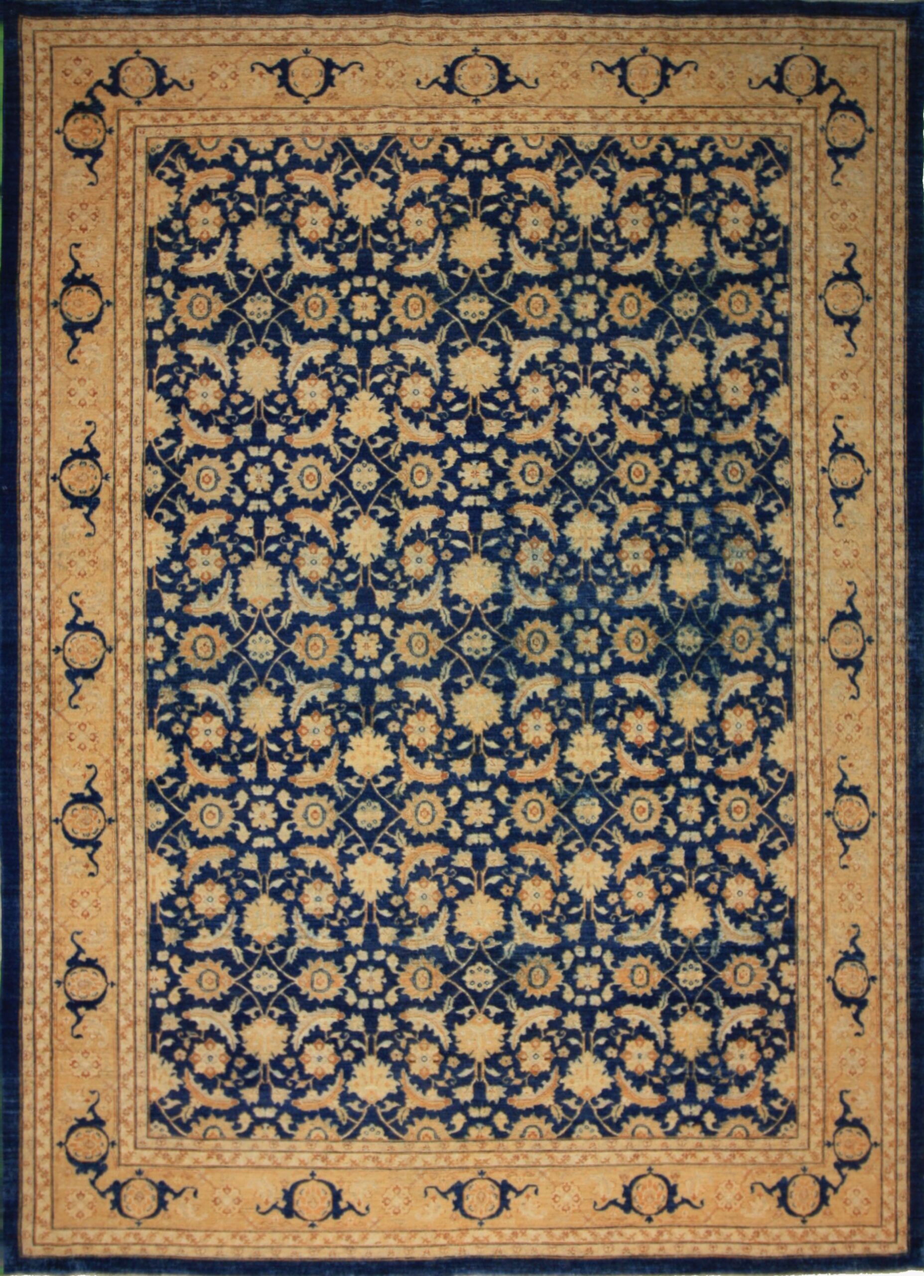 Traditional  Rectangle WOOL Malayer Hand Made Blue Dk Rug