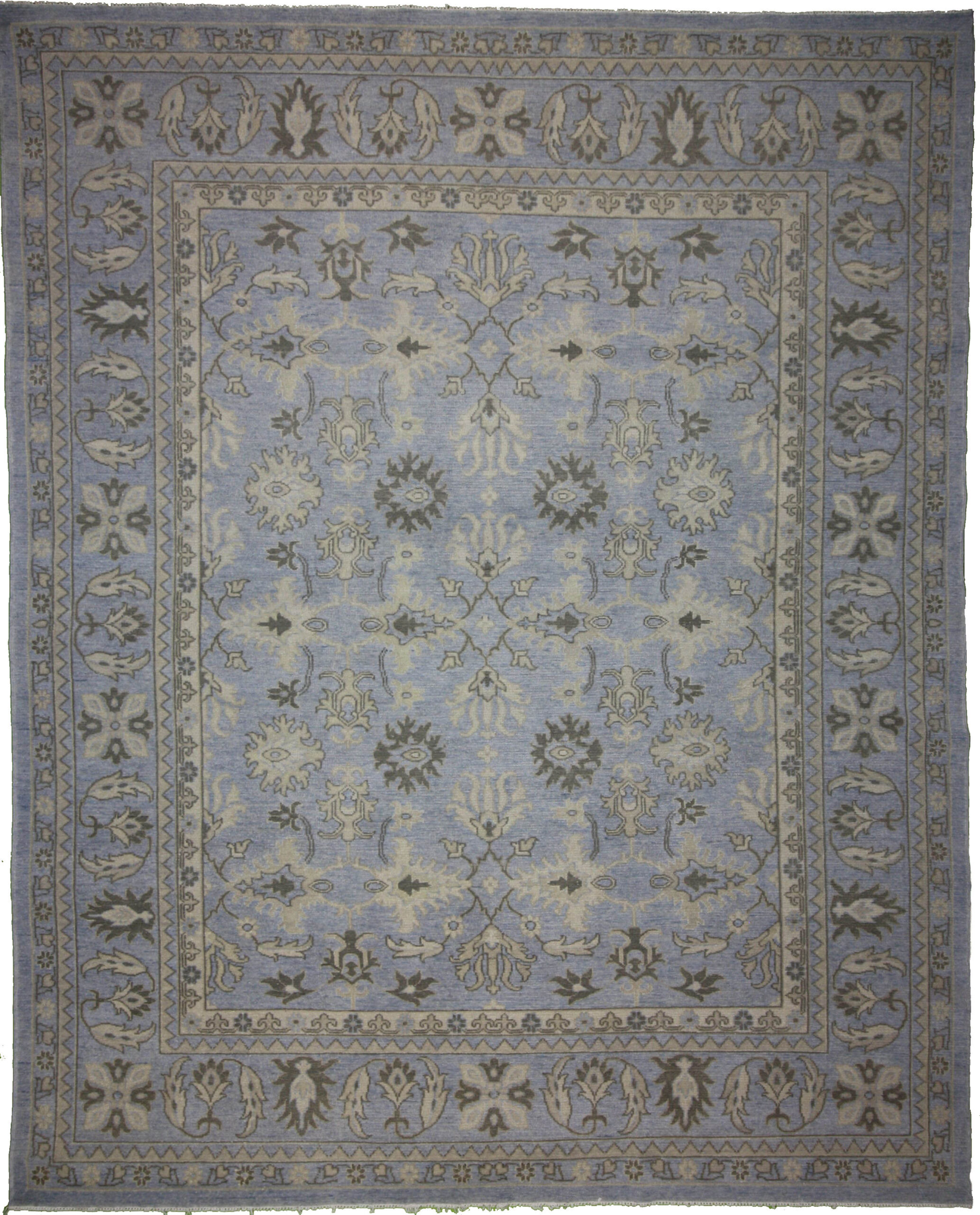 Traditional  Rectangle WOOL Indian Hand Made Blue Rug