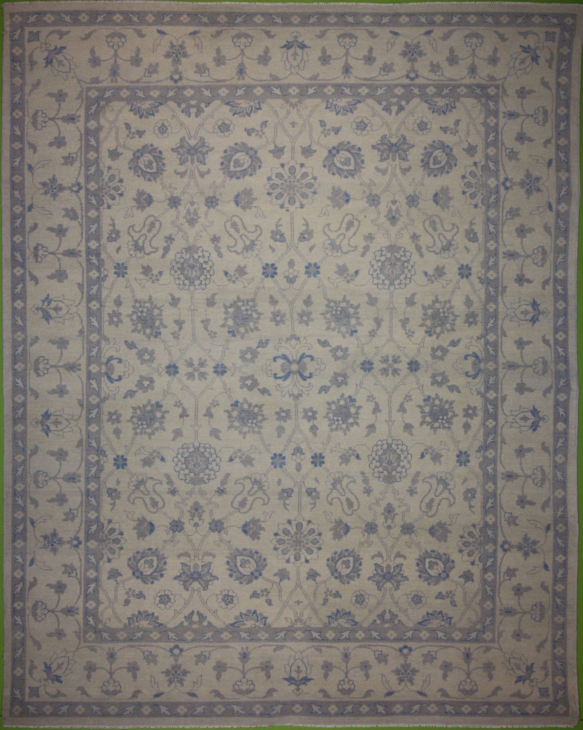 Traditional  Rectangle WOOL Indo-Kashan Hand Made Ivory Rug