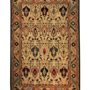 Traditional  Rectangle WOOL GEOMETRIC Hand Made Brown Rug
