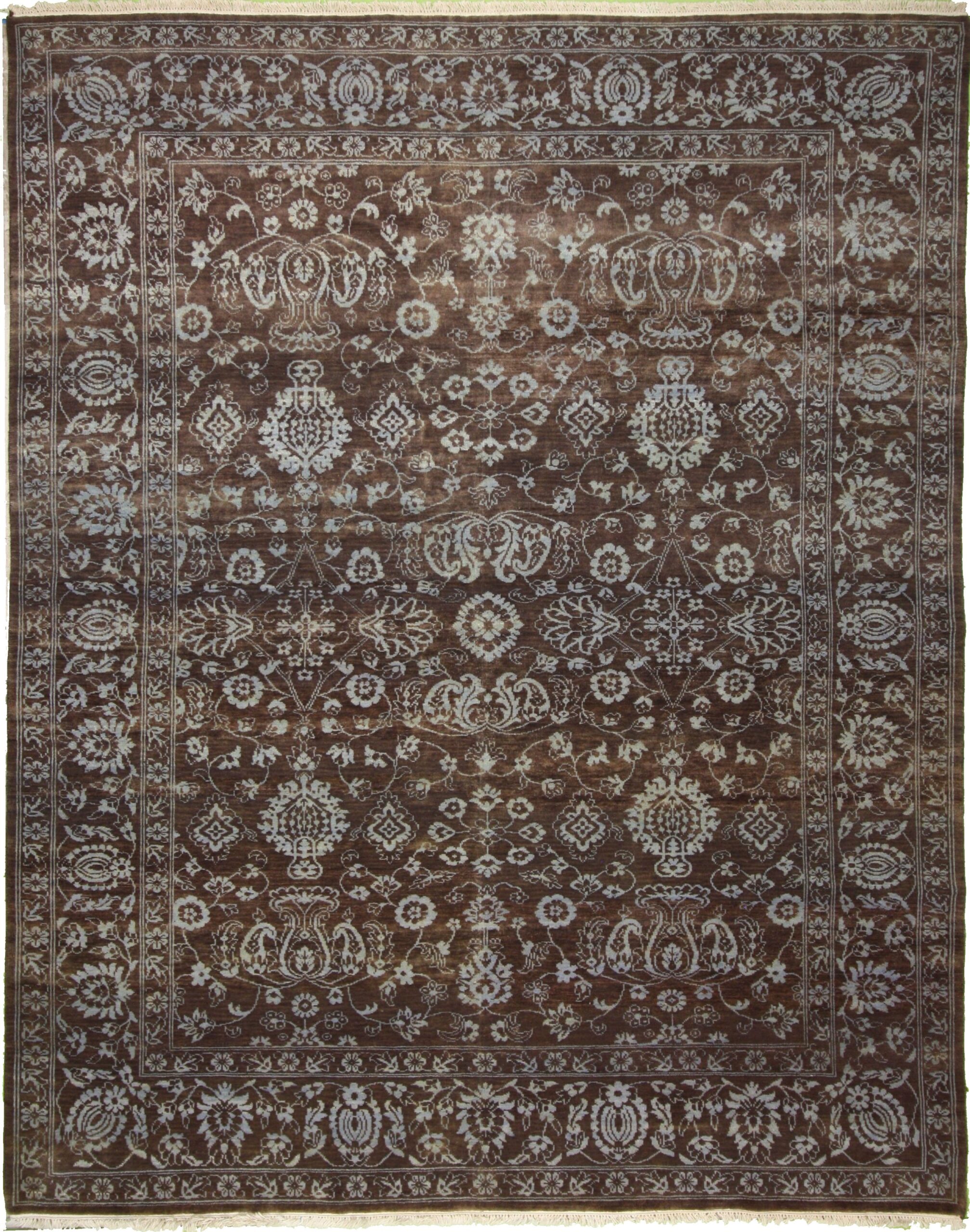 Traditional  Rectangle WOOL Traditional Hand Made Brown Dk Rug