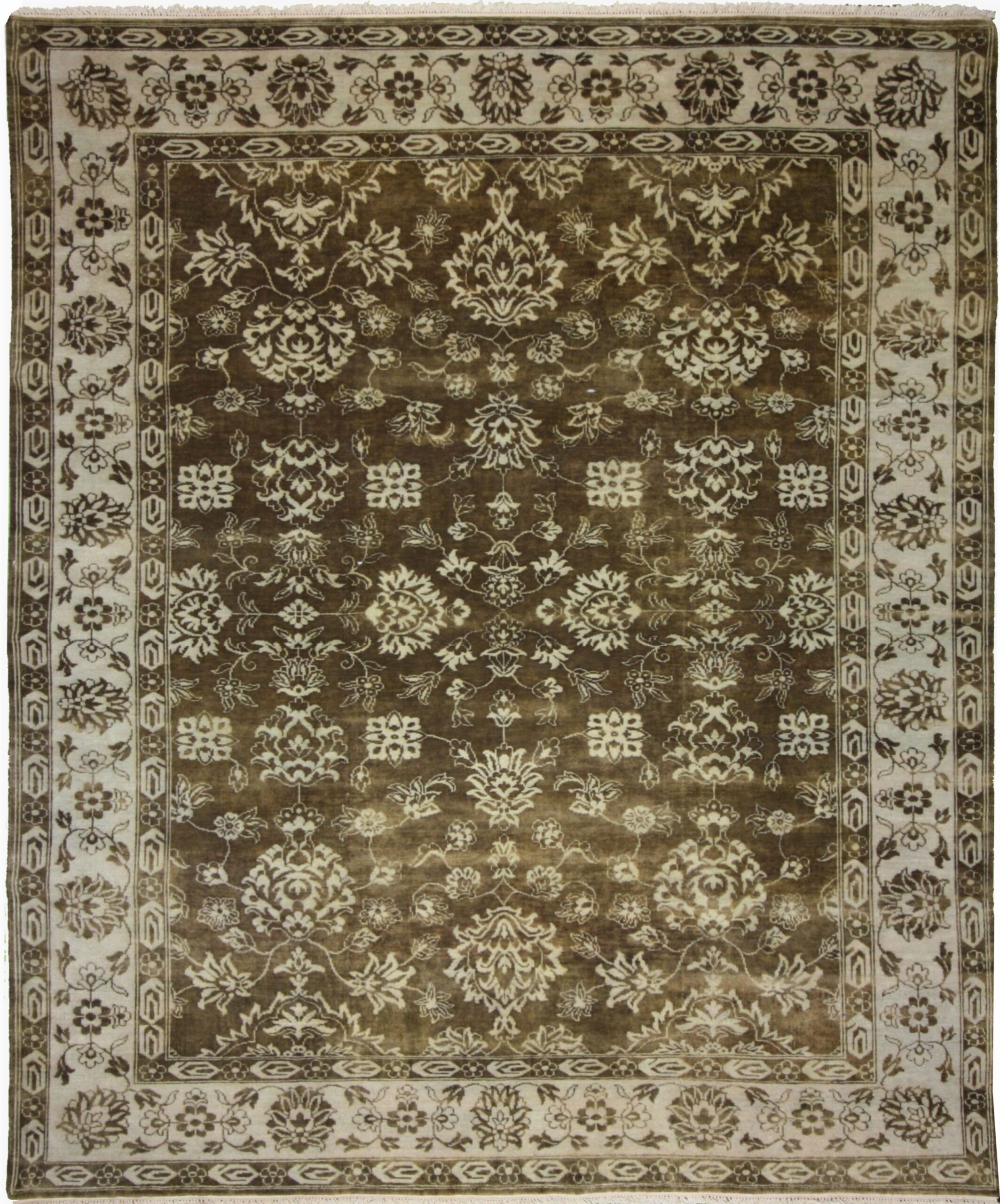 Traditional  Rectangle WOOL Traditional Hand Made Brown Rug