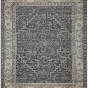 Traditional  Rectangle WOOL Traditional Hand Made Gray Rug