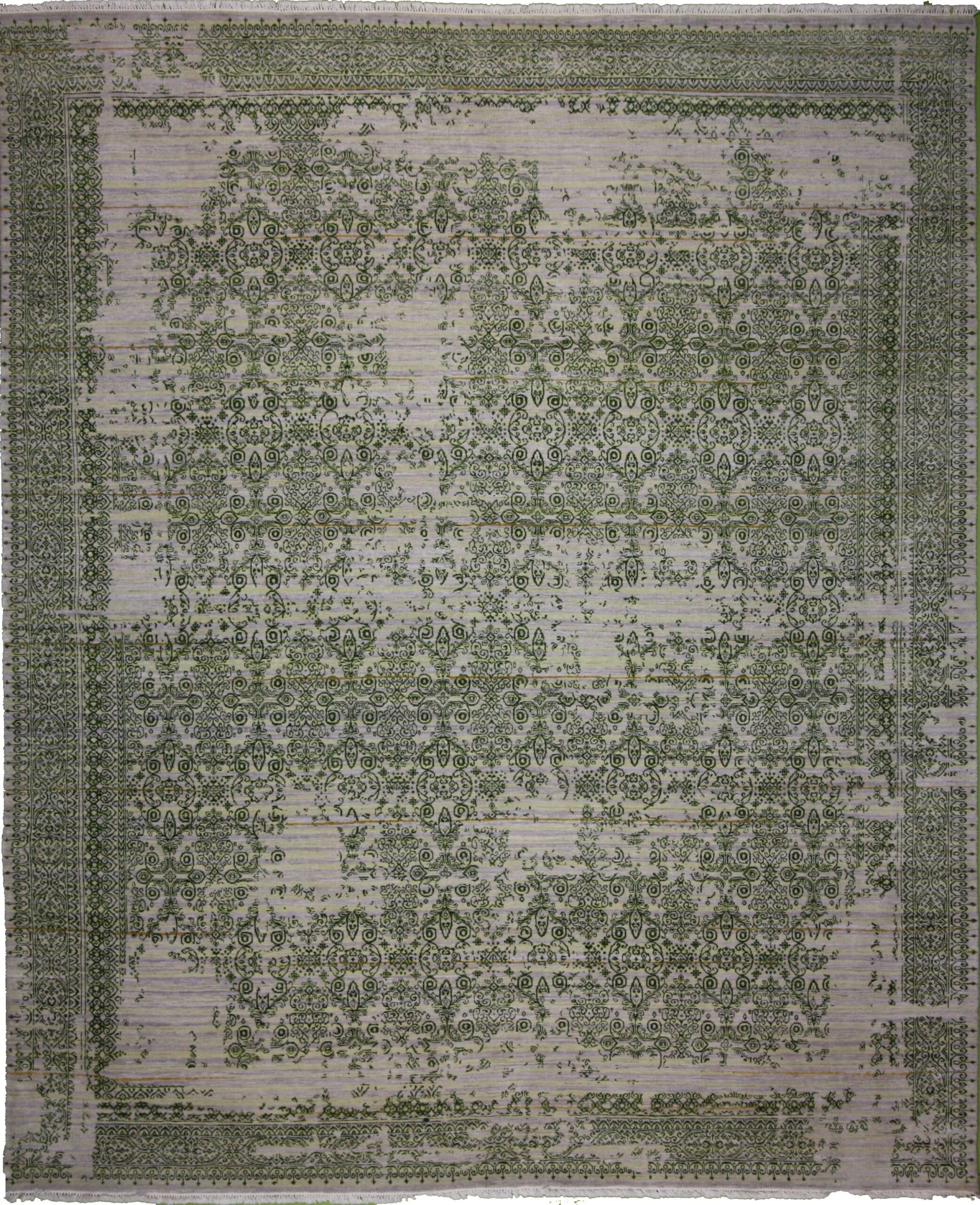 Transitional Rectangle WOOL / SILK Transitional Hand Made Ivory Rug