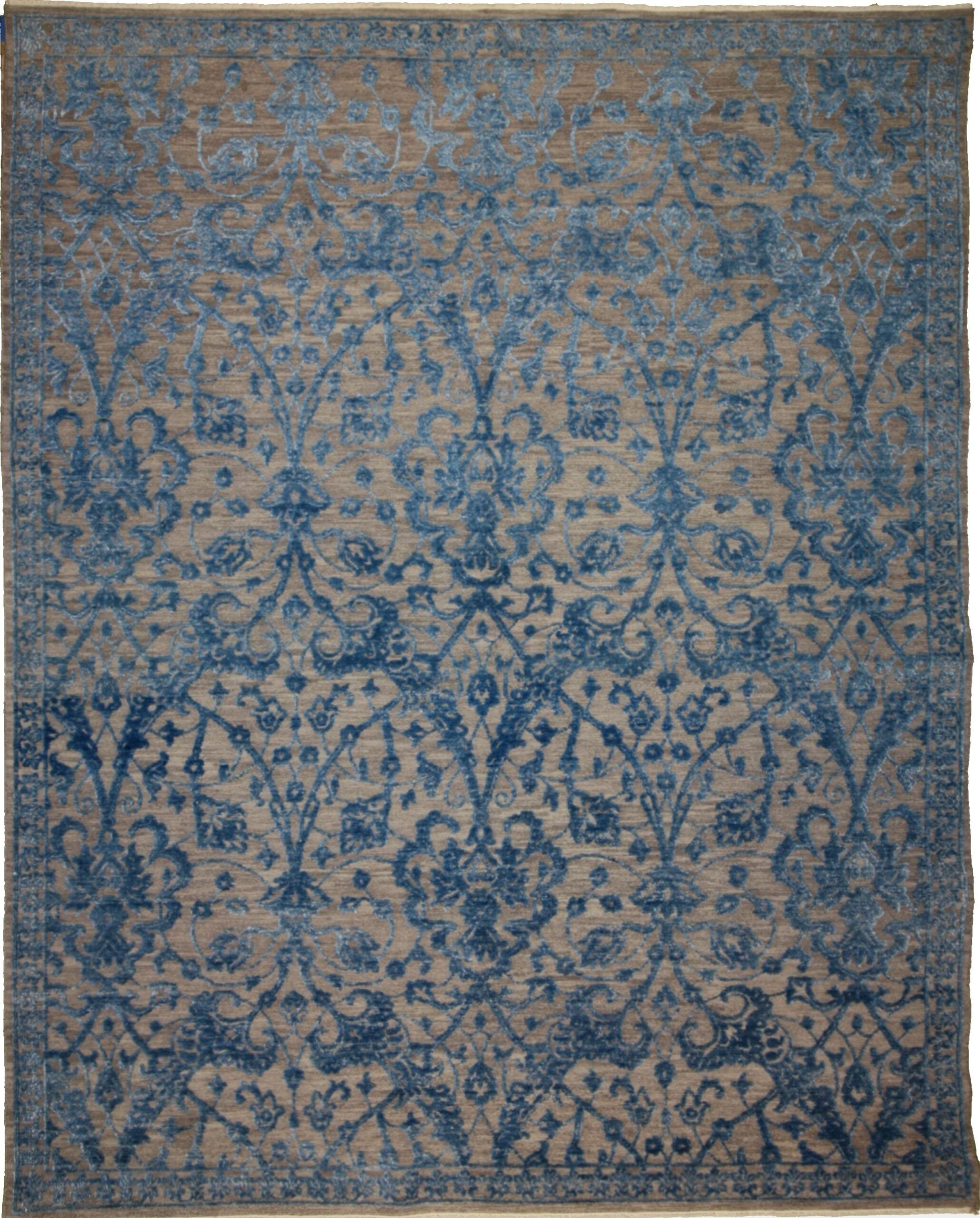Transitional Rectangle WOOL / SILK Transitional Machine Made Gray Rug