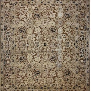 Traditional  Rectangle WOOL / SILK Traditional Hand Made Ivory Rug