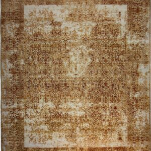 Transitional  Rectangle WOOL / SILK Transitional Hand Made Orange Rug