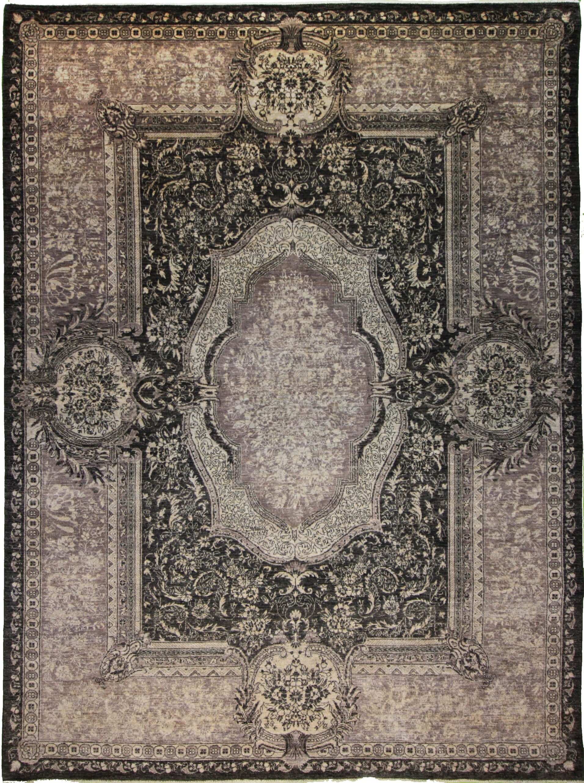 Traditional  Rectangle WOOL French Aubusson Hand Made CHOCOLATE RED Rug