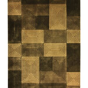 Contemporary  Rectangle WOOL Modern Hand Made Brown Rug