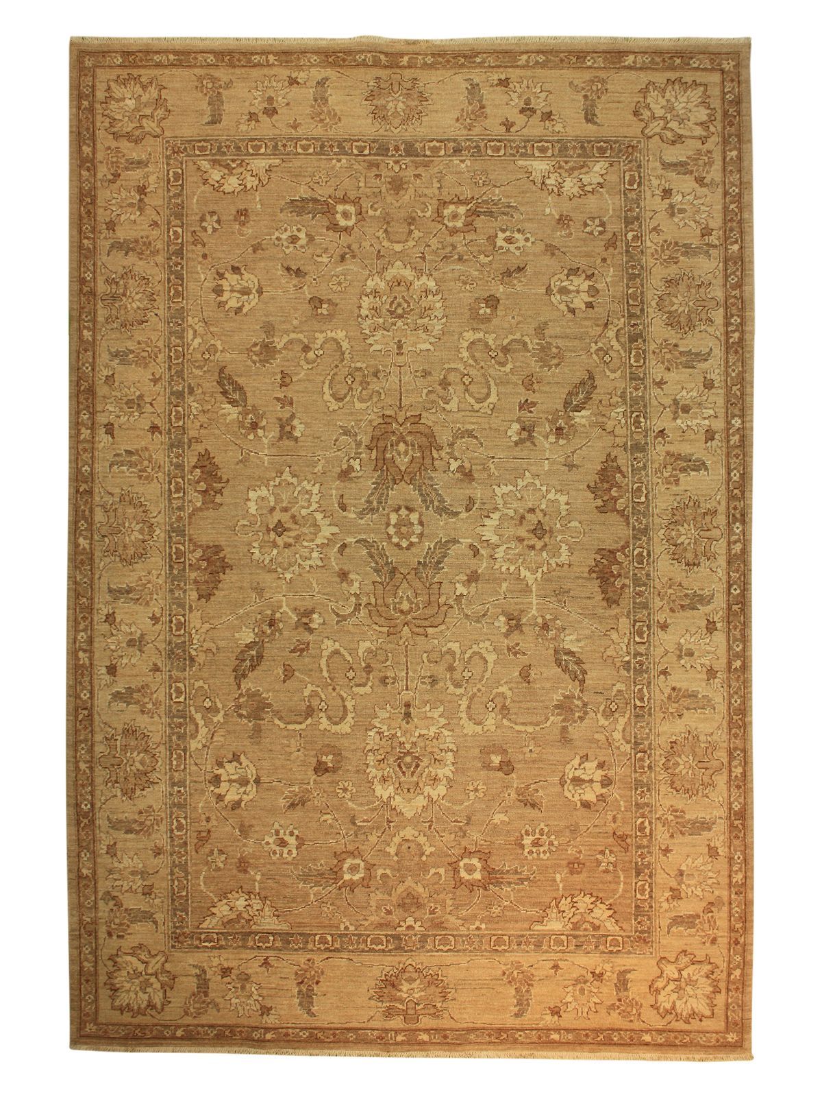 Traditional  Rectangle WOOL Pakistani Hand Made Brown Rug