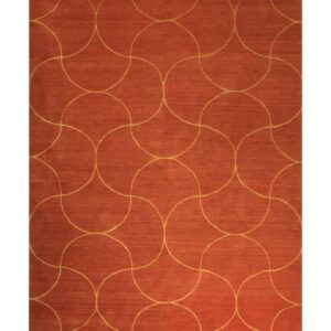 Contemporary  Rectangle WOOL Modern Hand Made Rust Rug