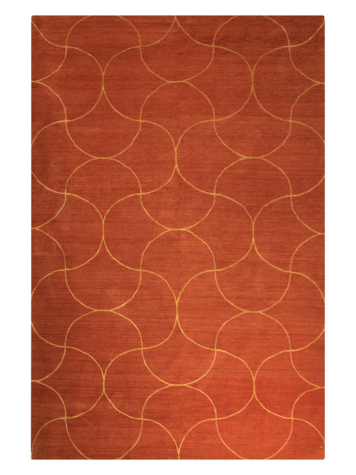 Contemporary  Rectangle WOOL Modern Hand Made Rust Rug