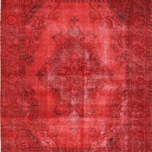 Transitional  Rectangle WOOL Transitional Hand Made Red Rug