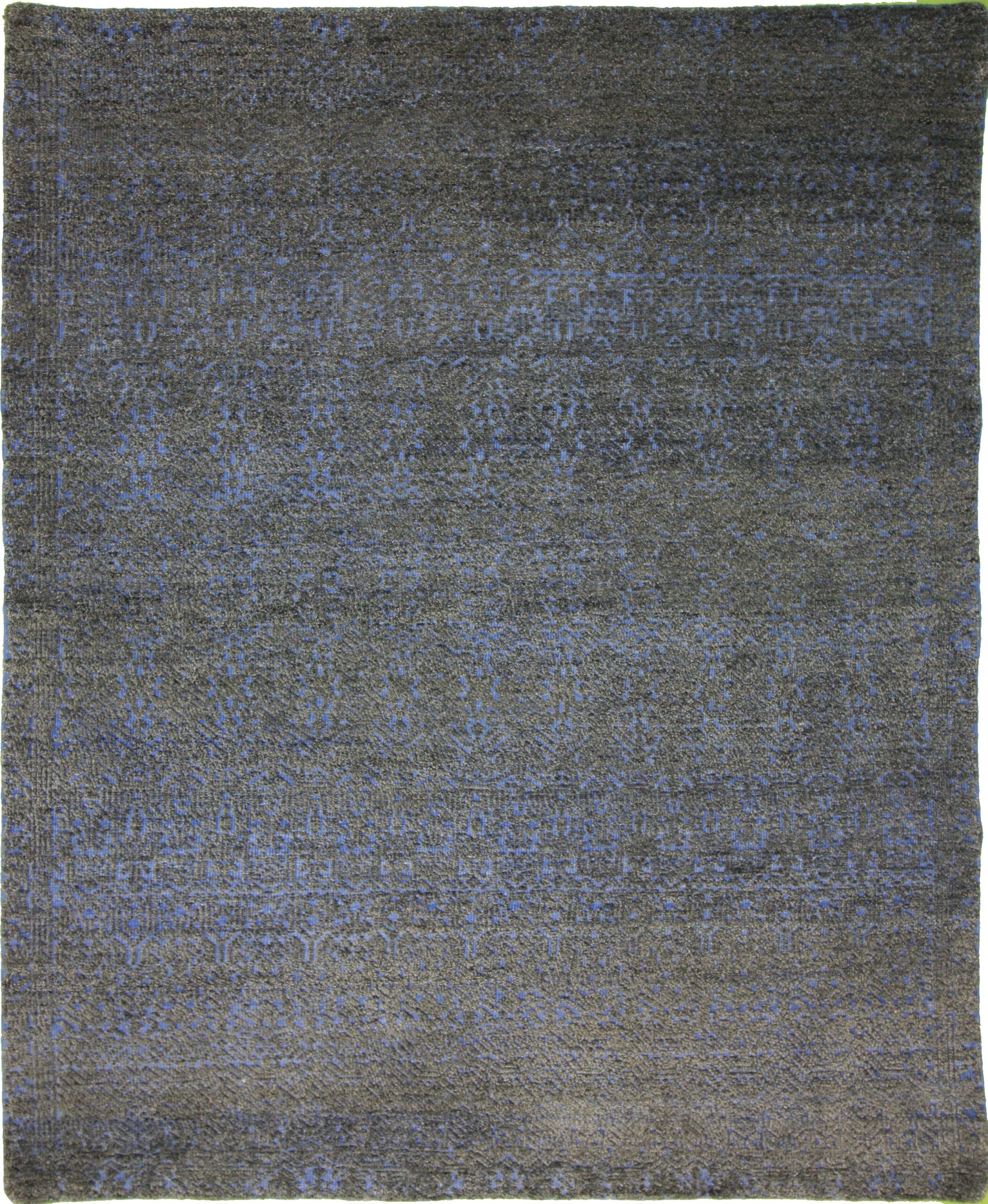 Transitional  Rectangle WOOL Indian Hand Made Blue Dk Rug