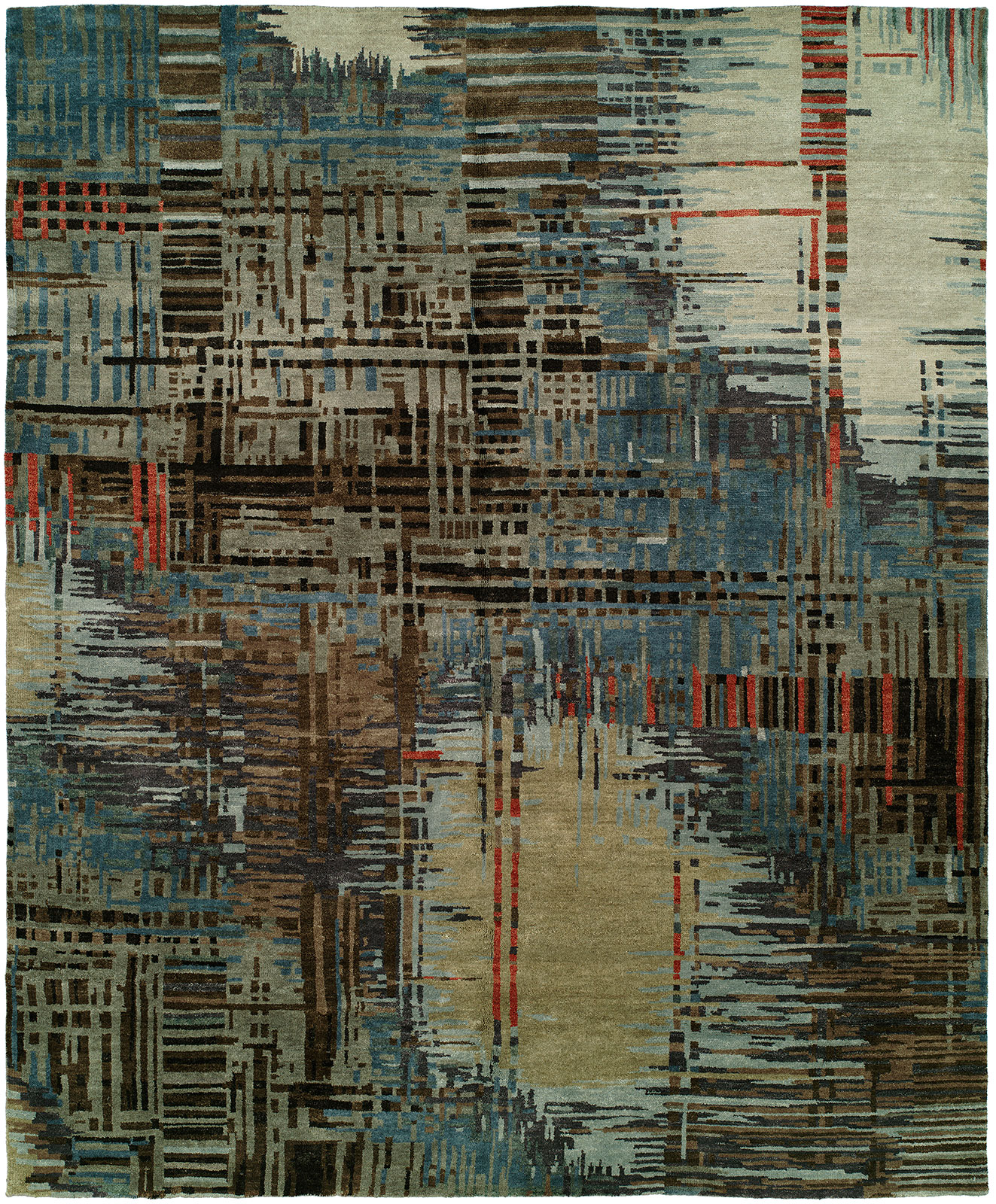 Contemporary  Rectangle WOOL Modern Hand Made Multi Rug