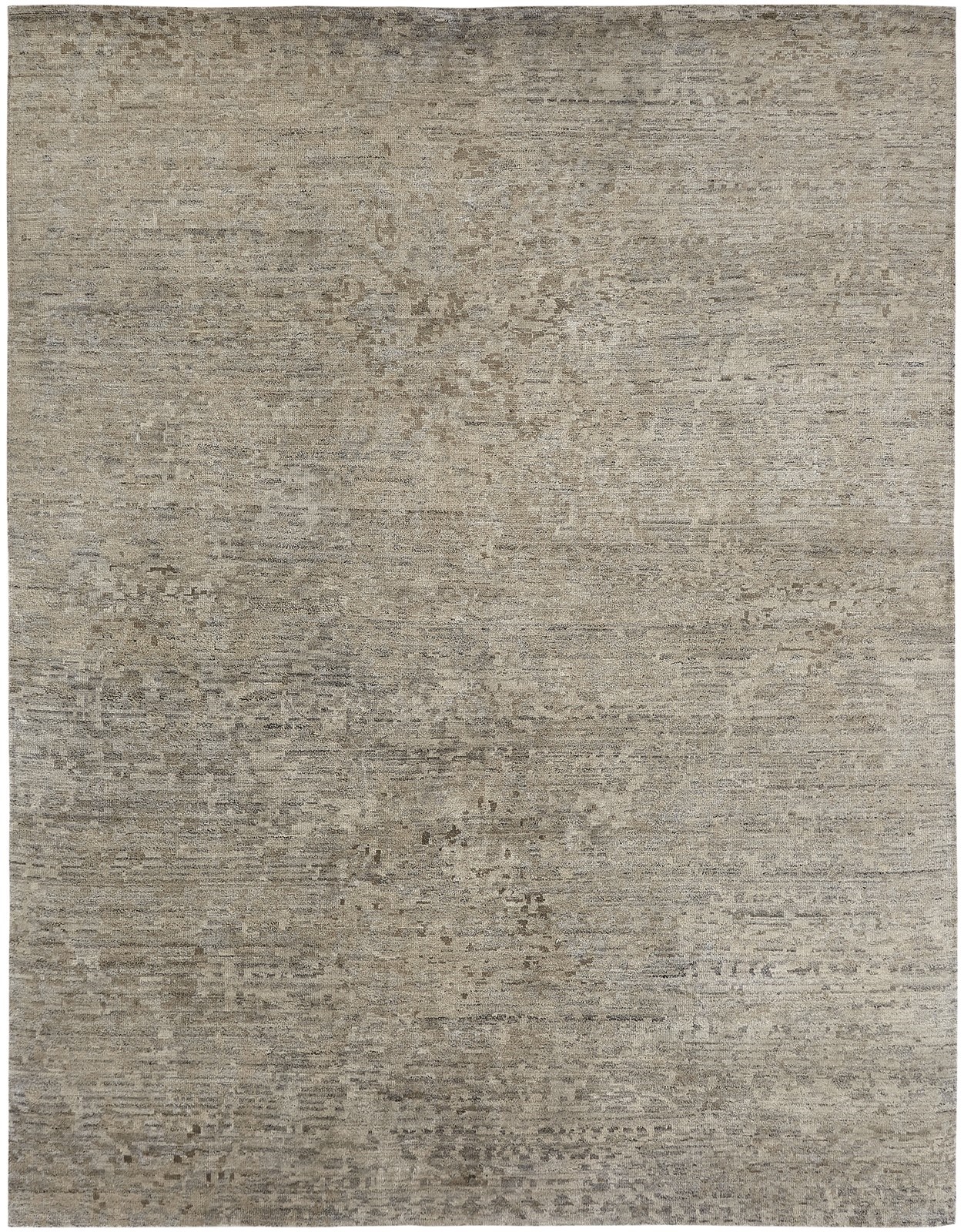 Contemporary  Rectangle WOOL / Viscose Modern Hand Made Cream Rug