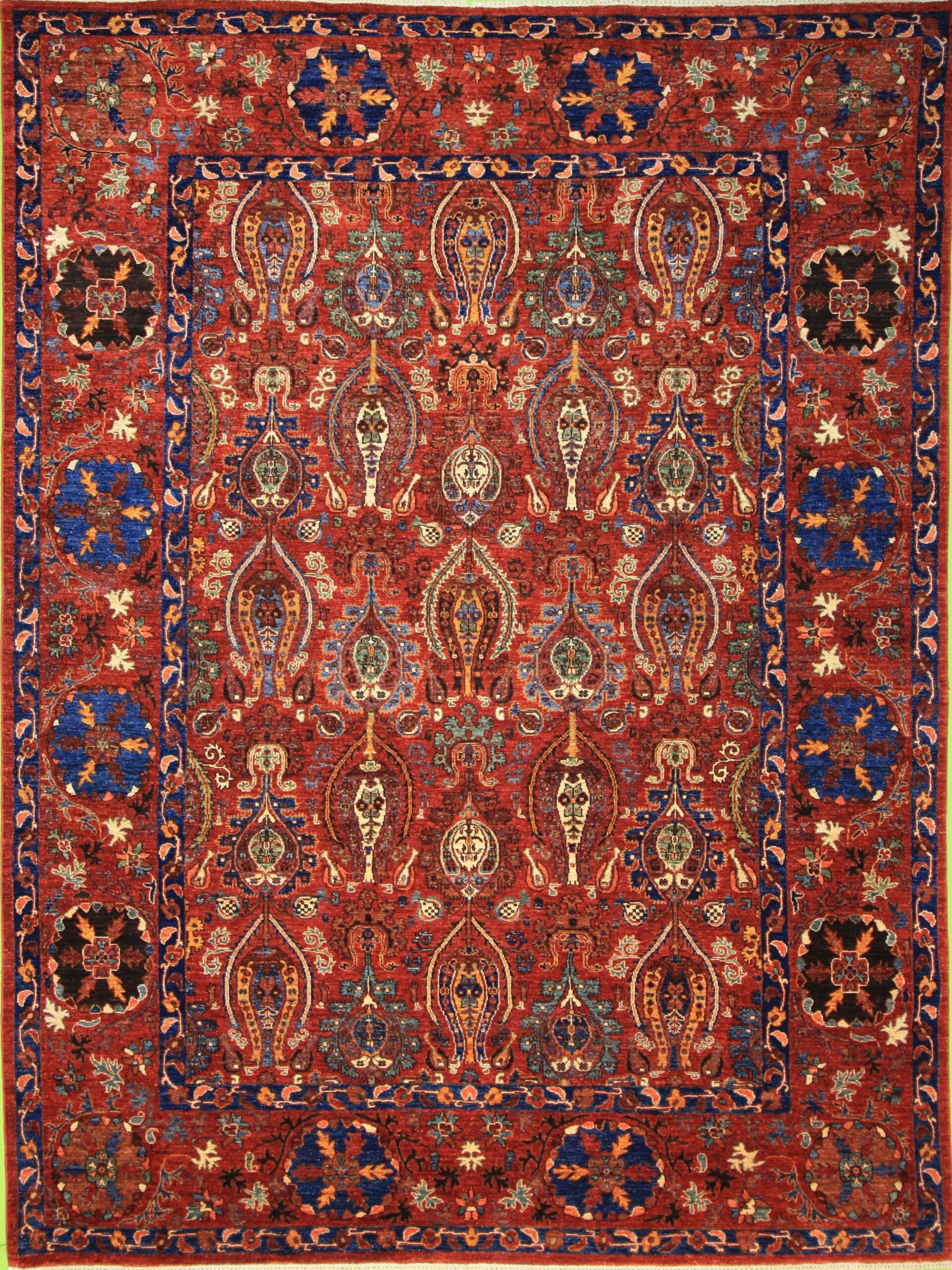 Traditional  Rectangle WOOL Pakistani Hand Made Rust Rug