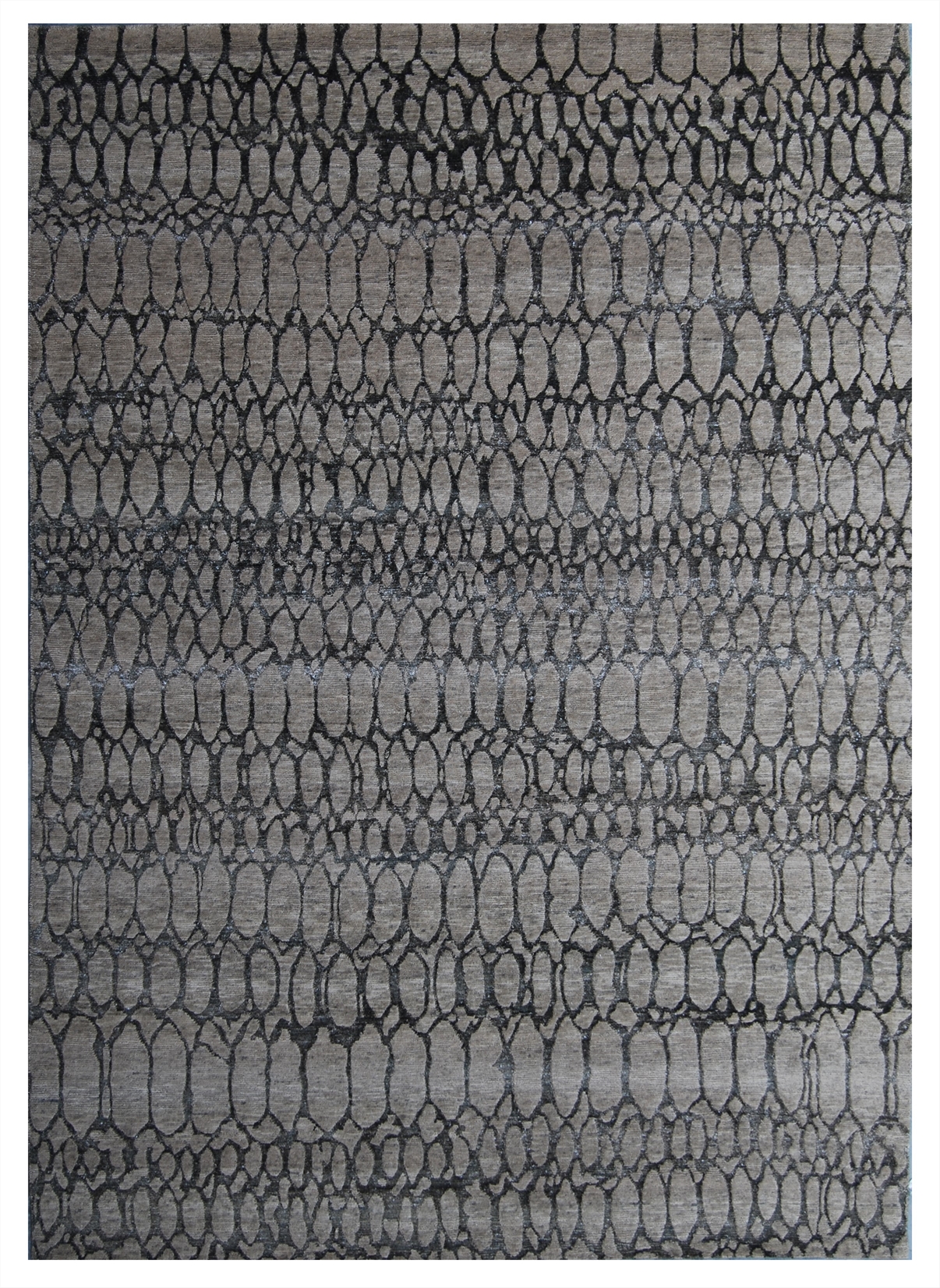 Contemporary Animal Print Animal Skin  Rectangle WOOL Modern Hand Made Gray Rug