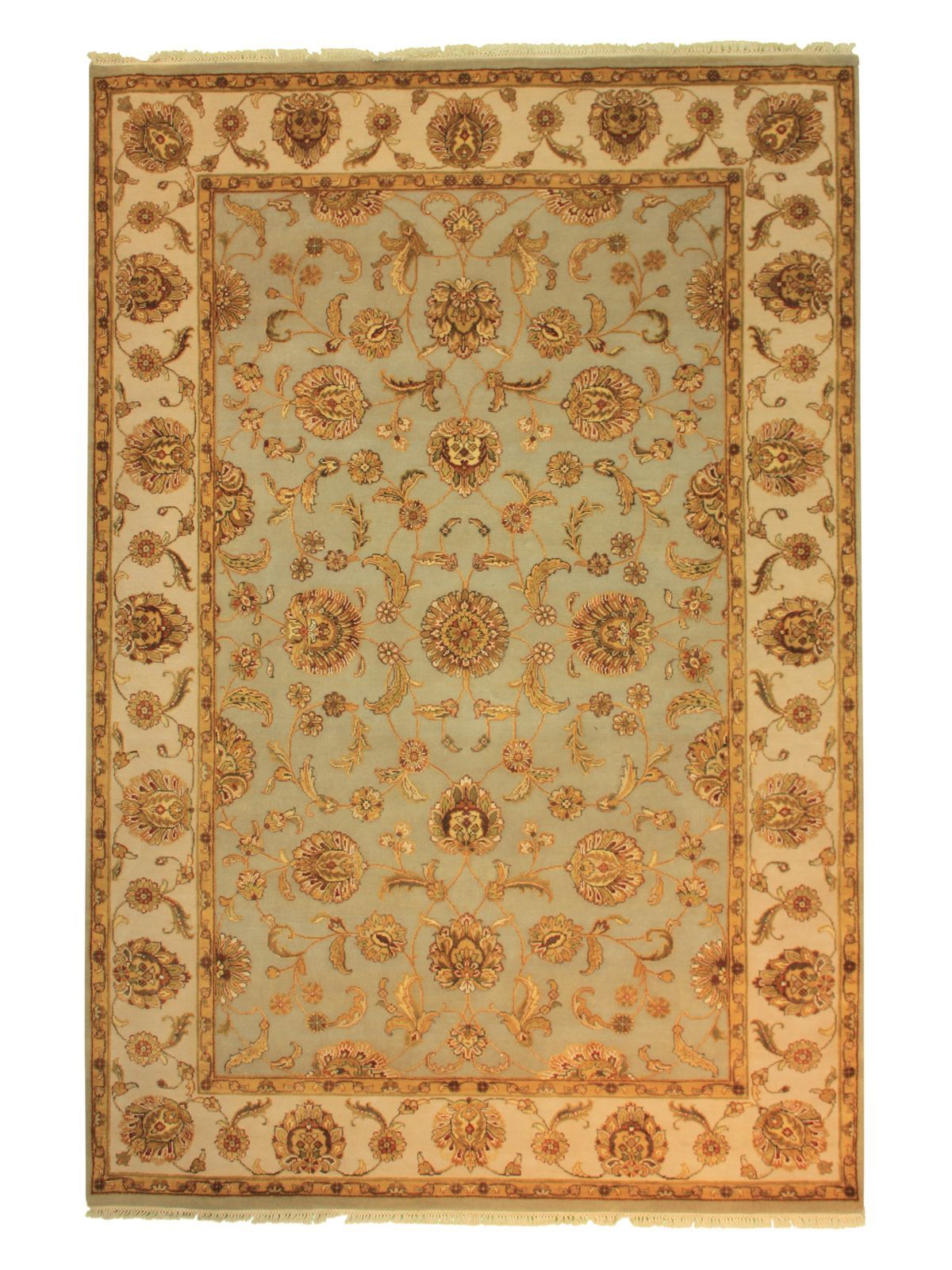 Traditional  Rectangle WOOL / SILK Indian Hand Made Blue Lt Rug