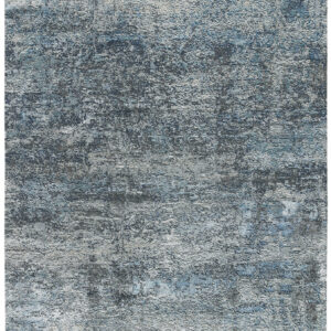 Contemporary  Rectangle WOOL Indian Hand Made Blue Rug