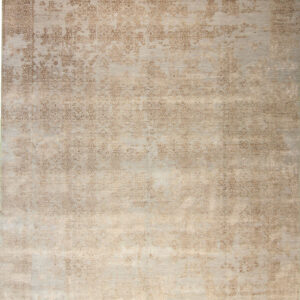 Contemporary  Rectangle WOOL / SILK Modern Hand Made Ivory Rug