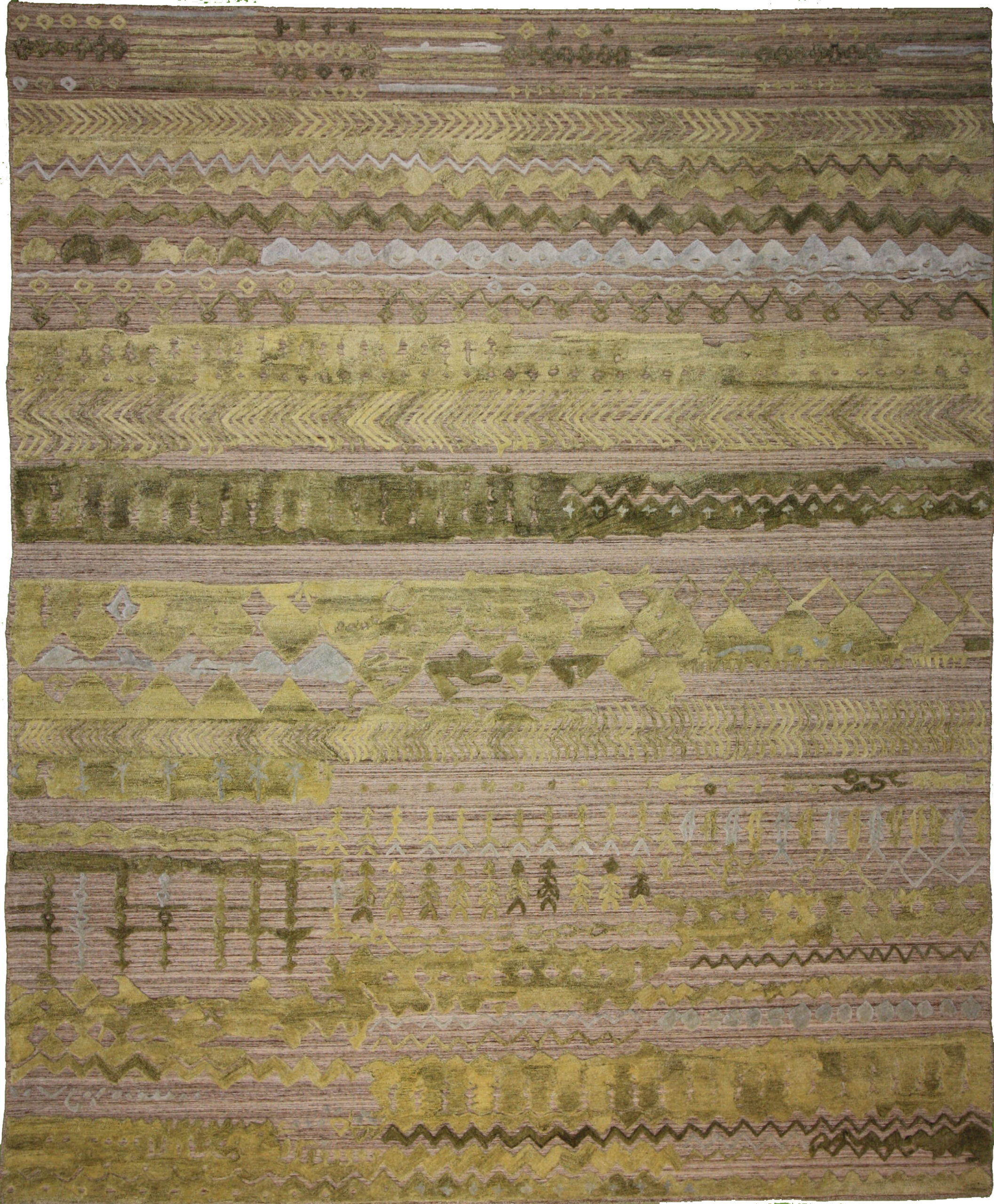 Traditional  Rectangle WOOL Indian Hand Made Beige Rug