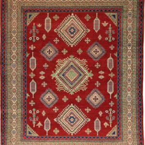 Traditional  Rectangle WOOL Pakistani Hand Made Red Rug
