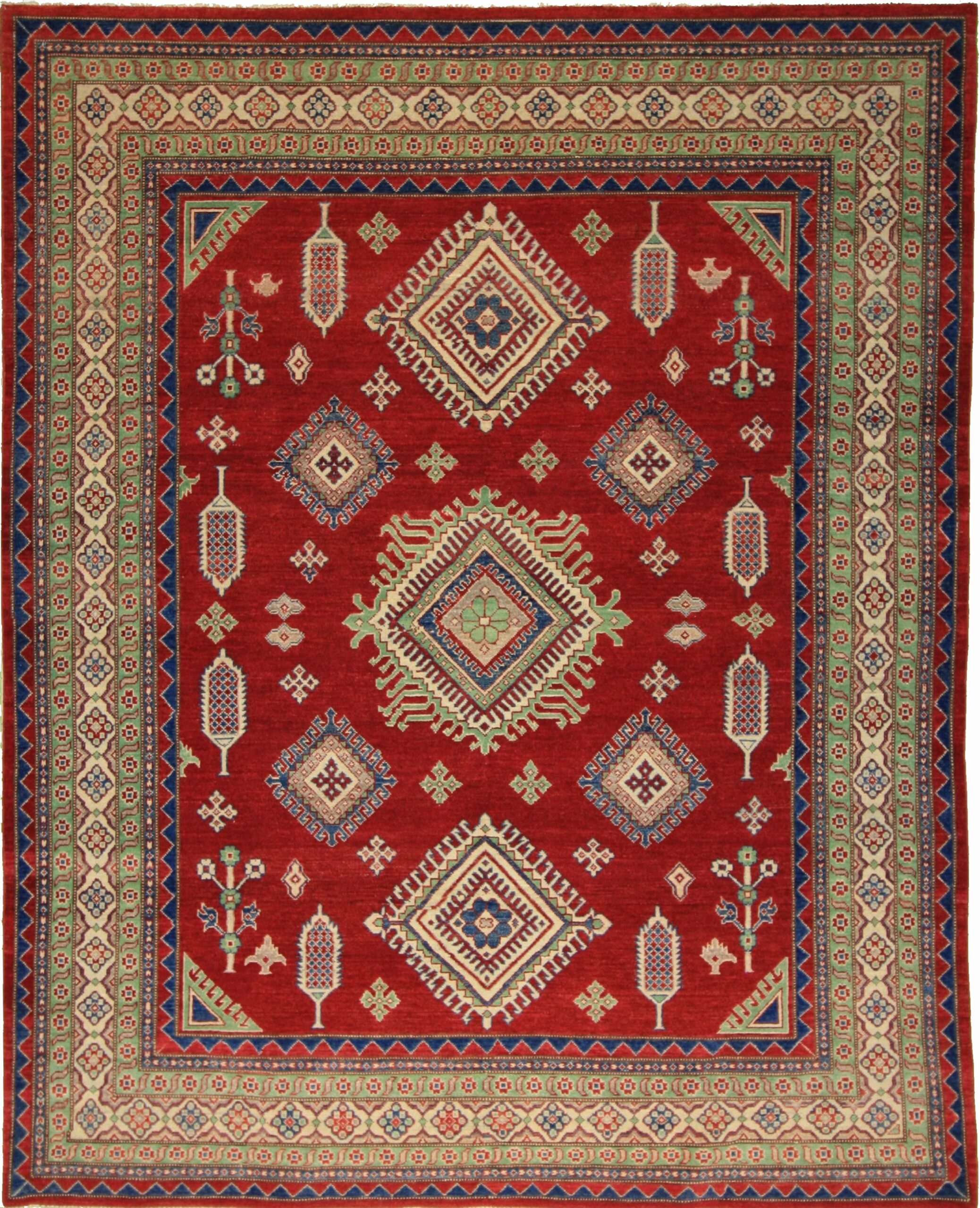 Traditional  Rectangle WOOL Pakistani Hand Made Red Rug